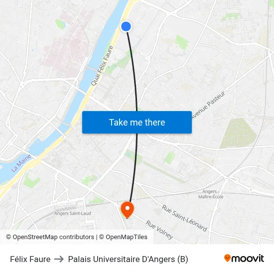 Félix Faure to Palais Universitaire D'Angers (B) map
