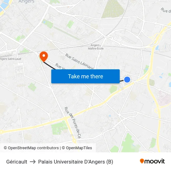 Géricault to Palais Universitaire D'Angers (B) map