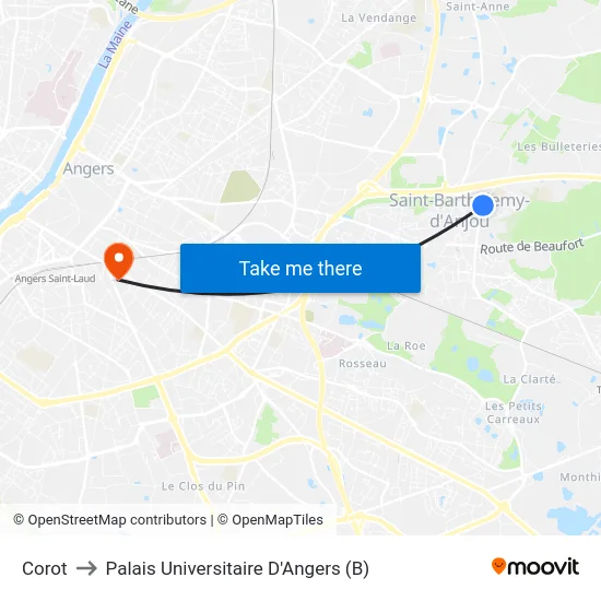 Corot to Palais Universitaire D'Angers (B) map