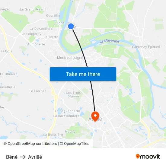 Béné to Avrillé map