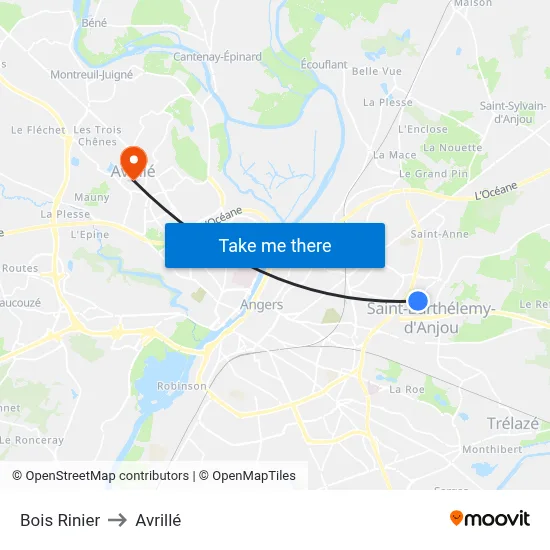 Bois Rinier to Avrillé map