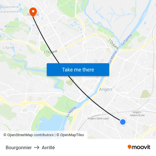 Bourgonnier to Avrillé map