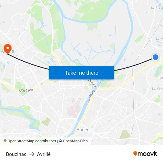 Bouzinac to Avrillé map