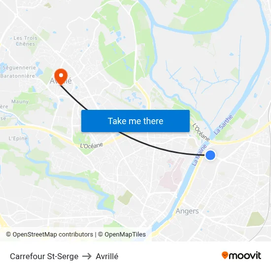 Carrefour St-Serge to Avrillé map