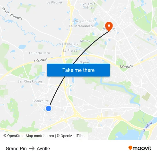 Grand Pin to Avrillé map