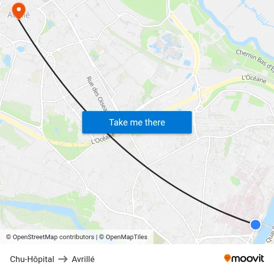 Chu-Hôpital to Avrillé map