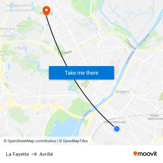 La Fayette to Avrillé map