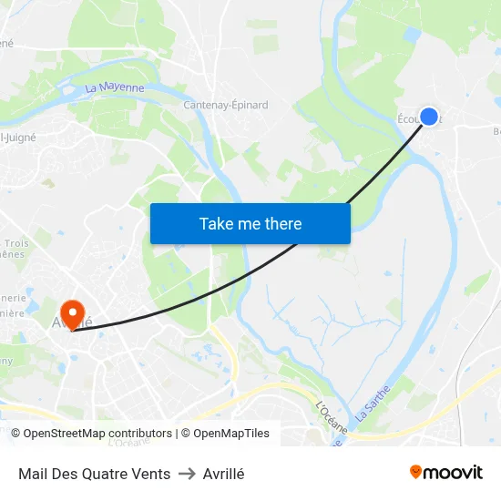 Mail Des Quatre Vents to Avrillé map