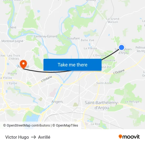 Victor Hugo to Avrillé map