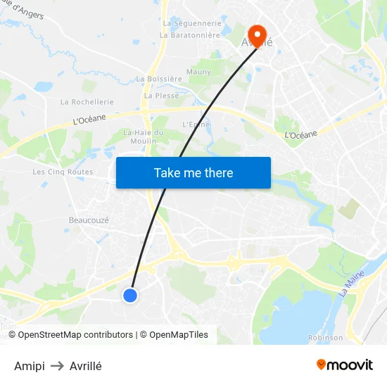 Amipi to Avrillé map