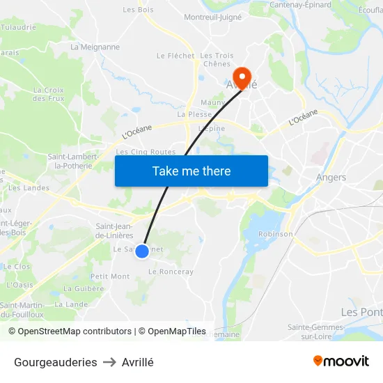Gourgeauderies to Avrillé map
