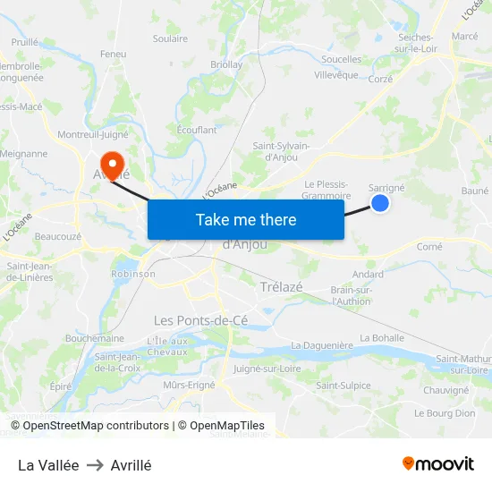 La Vallée to Avrillé map
