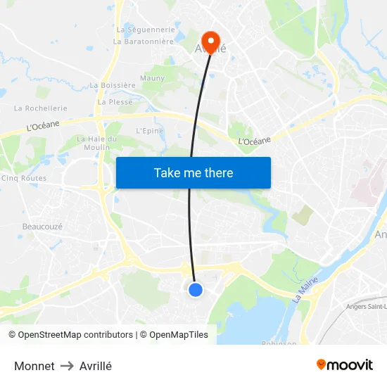 Monnet to Avrillé map