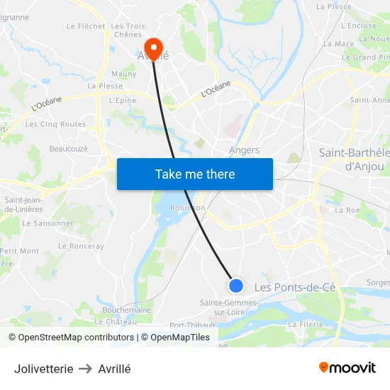Jolivetterie to Avrillé map