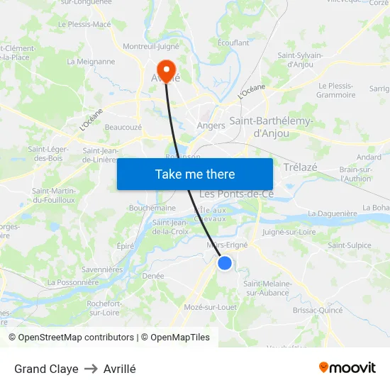 Grand Claye to Avrillé map