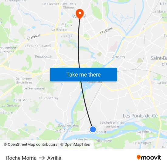 Roche Morna to Avrillé map