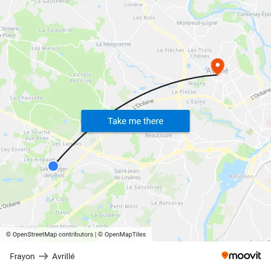 Frayon to Avrillé map