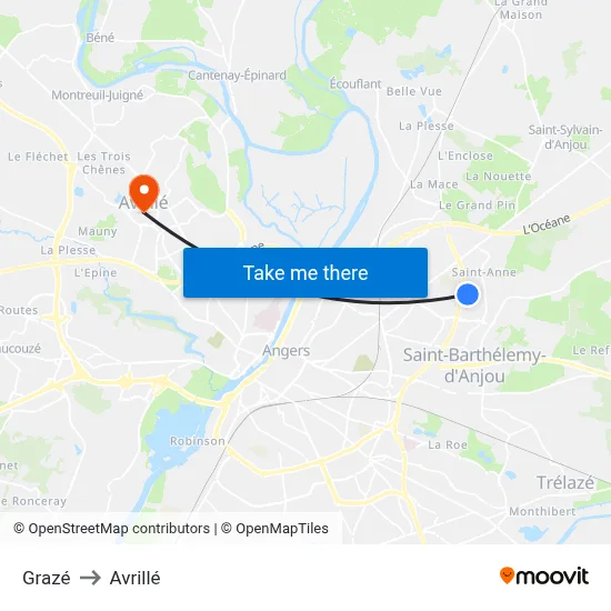 Grazé to Avrillé map