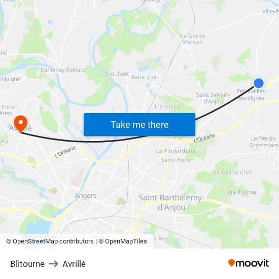 Blitourne to Avrillé map