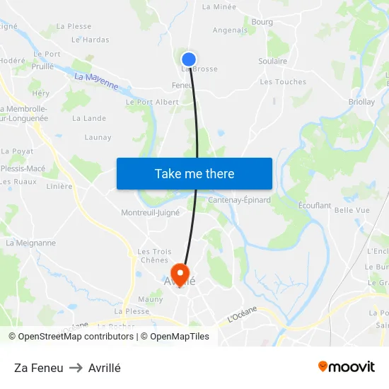 Za Feneu to Avrillé map
