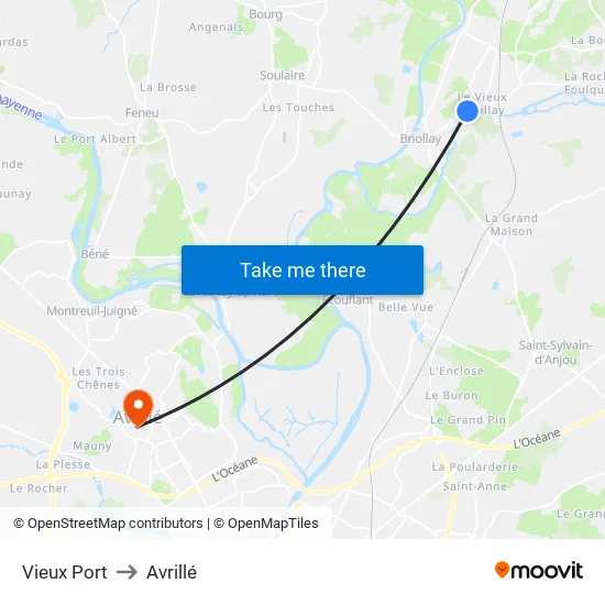 Vieux Port to Avrillé map