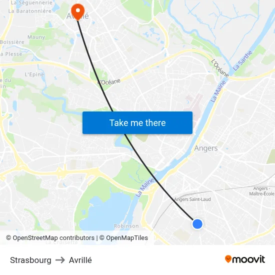 Strasbourg to Avrillé map
