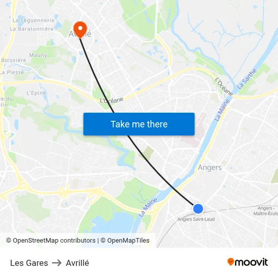 Les Gares to Avrillé map