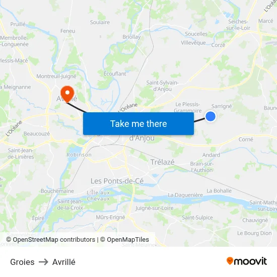 Groies to Avrillé map