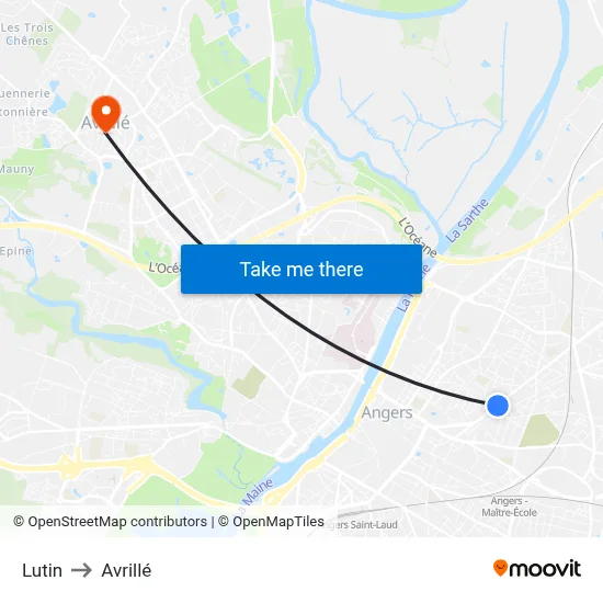 Lutin to Avrillé map