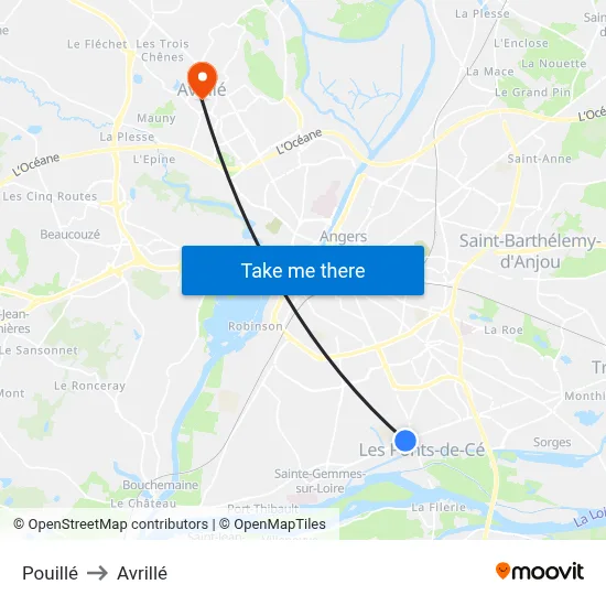 Pouillé to Avrillé map