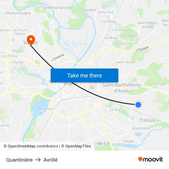 Quantinière to Avrillé map