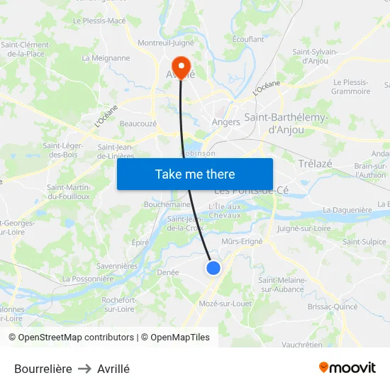 Bourrelière to Avrillé map