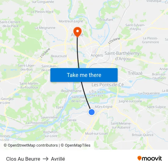 Clos Au Beurre to Avrillé map