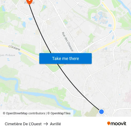 Cimetière De L'Ouest to Avrillé map