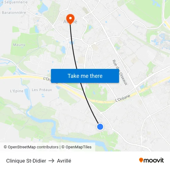 Clinique St-Didier to Avrillé map