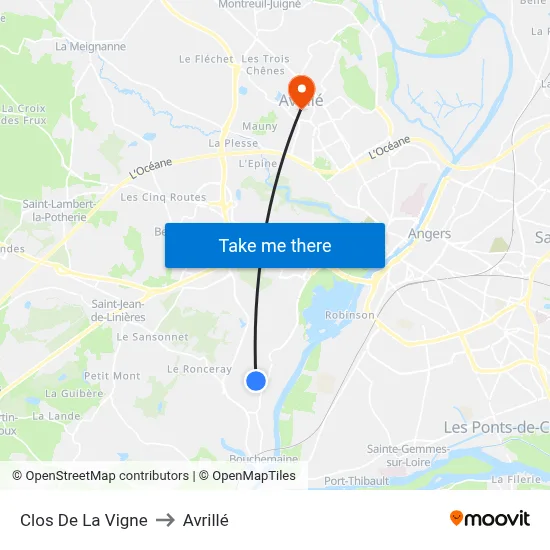 Clos De La Vigne to Avrillé map
