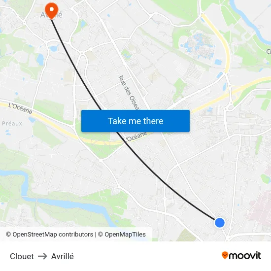 Clouet to Avrillé map