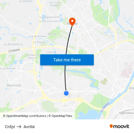 Cnfpt to Avrillé map