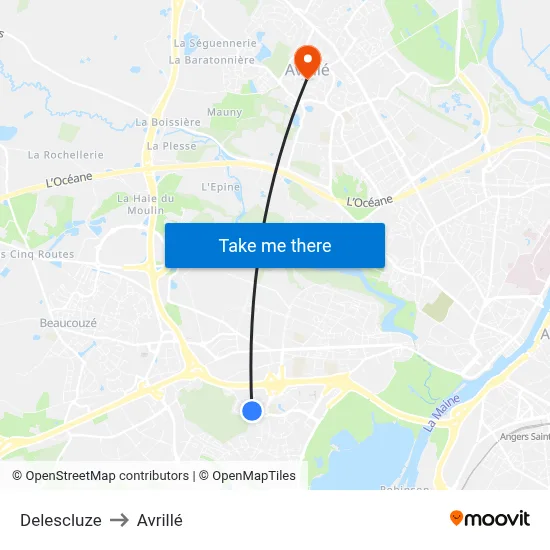 Delescluze to Avrillé map