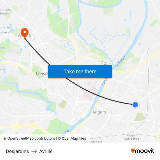 Desjardins to Avrillé map