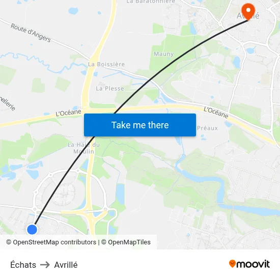 Échats to Avrillé map
