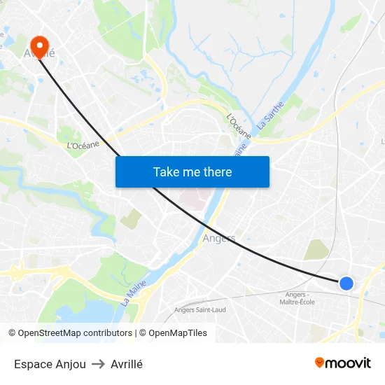 Espace Anjou to Avrillé map
