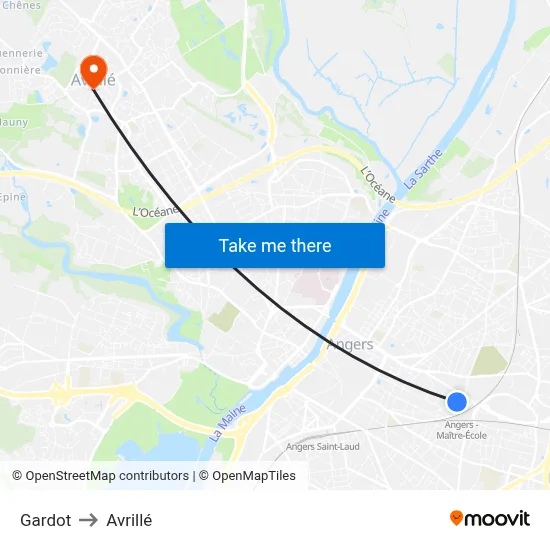 Gardot to Avrillé map