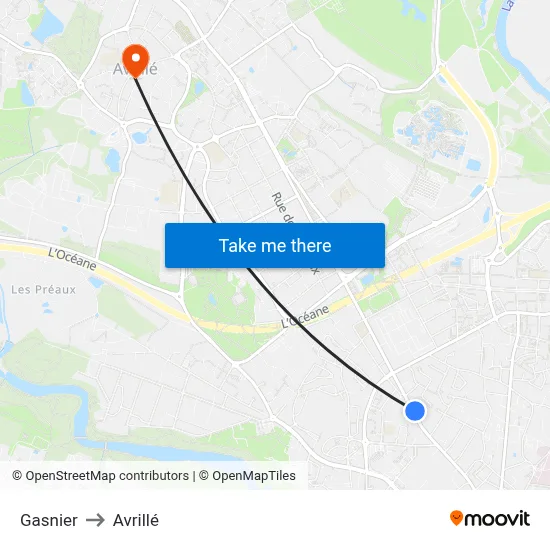 Gasnier to Avrillé map