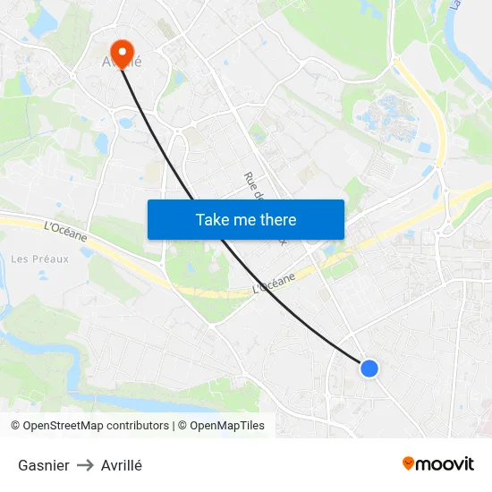 Gasnier to Avrillé map