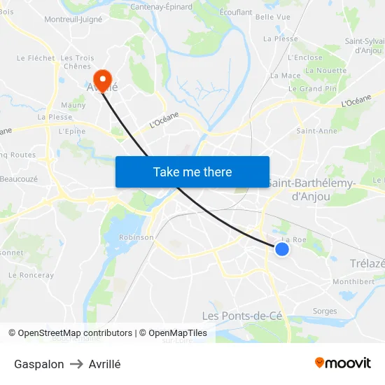 Gaspalon to Avrillé map