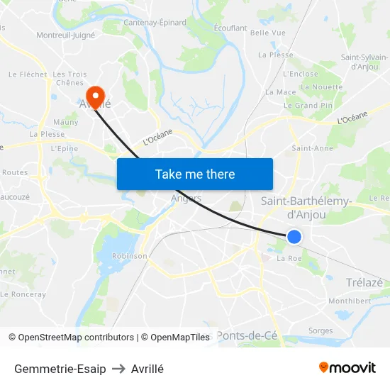 Gemmetrie-Esaip to Avrillé map