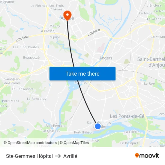 Ste-Gemmes Hôpital to Avrillé map