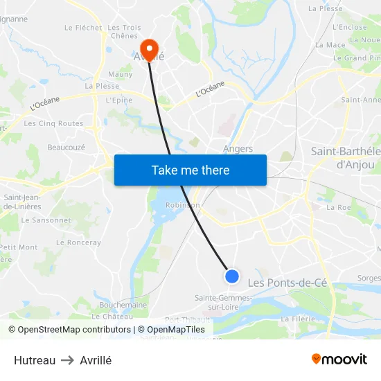Hutreau to Avrillé map