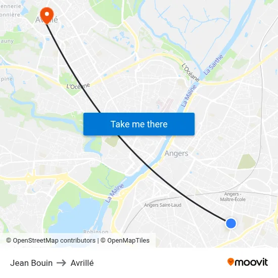 Jean Bouin to Avrillé map